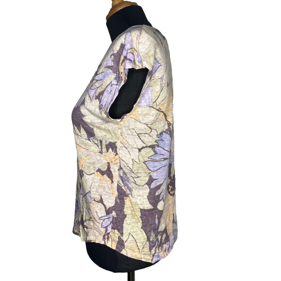 C&C California Linen Blouse XS Colorful Abstract Print Dolman Pullover Top - Picture 5 of 6